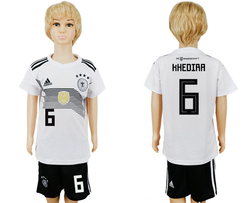 Germany 6 KHEDIRA Home Youth 2018 FIFA World Cup Soccer Jersey