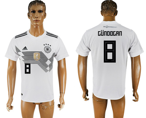 Germany 8 GUNDOGAN Home 2018 FIFA World Cup Thailand Soccer Jersey