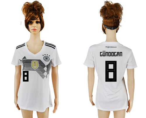 Germany 8 GUNDOGAN Home 2018 FIFA World Cup Women Soccer Jersey