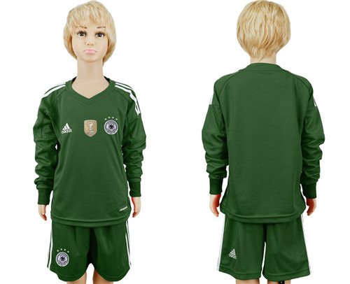 Germany Green Goalkeeper 2018 World Cup Youth Long Sleeve Soccer Jersey