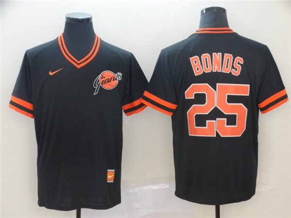 Giants 25 Barry Bonds Black Throwback Jersey