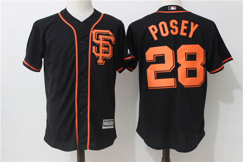 Giants 28 Buster Posey Black Alternate Cool Base Jersey