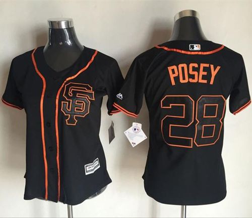 Giants 28 Buster Posey Black Women Alternate Stitched MLB Jersey