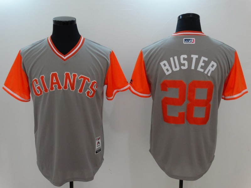 Giants 28 Buster Posey Buster Majestic Gray 2017 Players Weekend Jersey