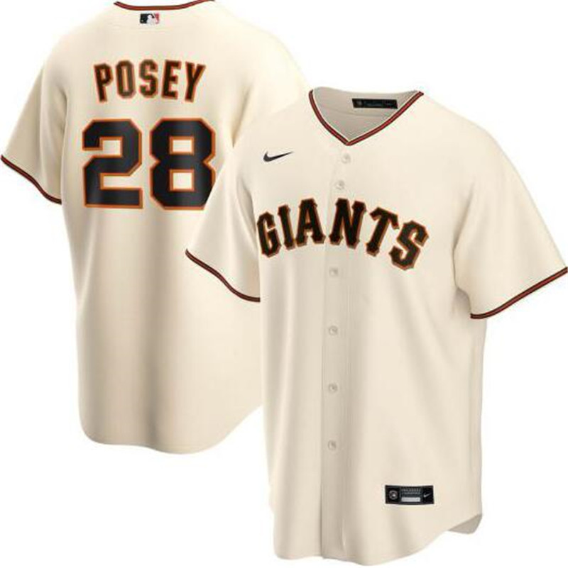 Giants 28 Buster Posey Cream 2020 Nike Cool Base Jersey