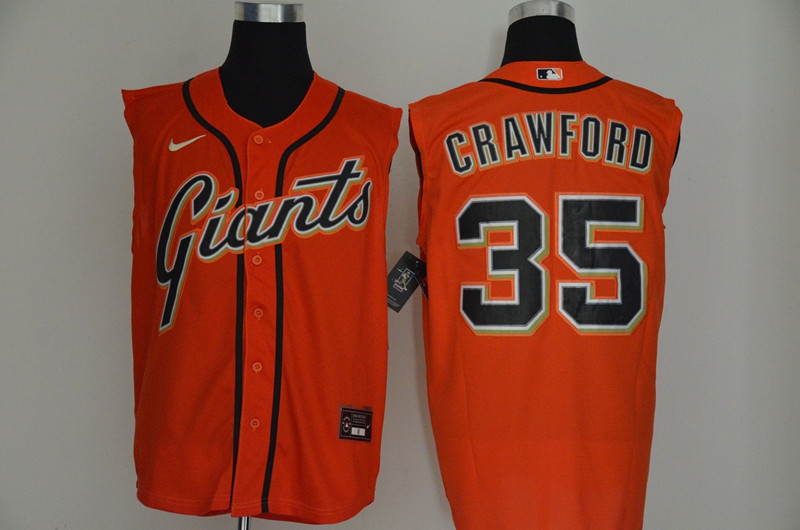 Giants 35 Brandon Crawford Orange Nike Cool Base Sleeveless Jersey