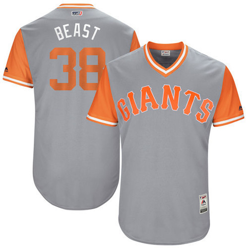 Giants 38 Michael Morse Beast Majestic Gray 2017 Players Weekend Jersey