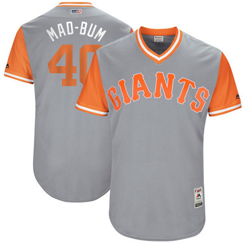 Giants 40 Madison Bumgarner Mad Bum Majestic Gray 2017 Players Weekend Jersey