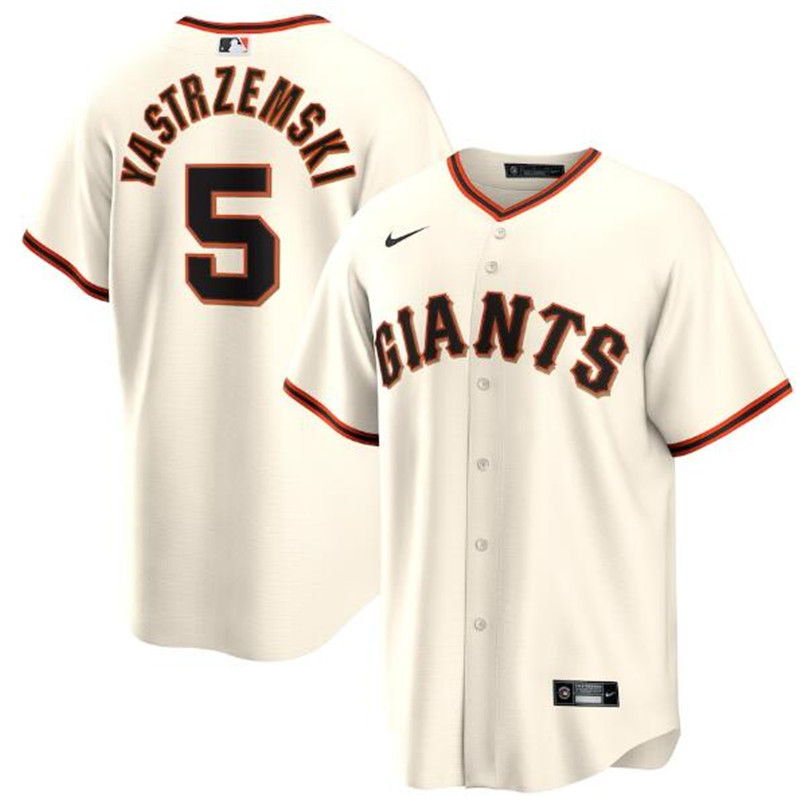 Giants 5 Mike Yastrzemski Cream Nike Cool Base Jersey