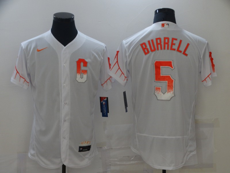 Giants 5 Pat Burrell White Nike 2021 City Connect Flexbase Jersey