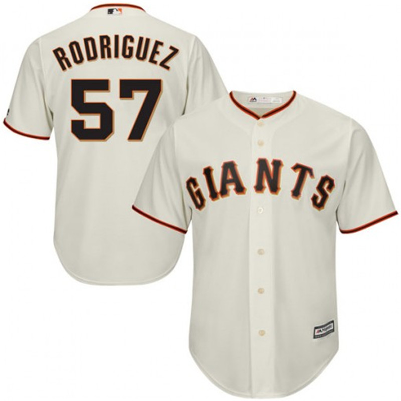 Giants 57 Derek Rodriguez Cream Cool Base Jersey