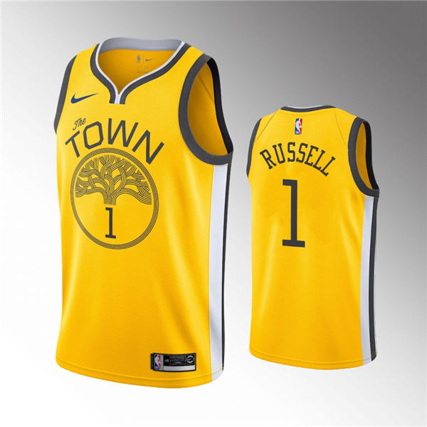 Golden State Warriors #1 D'Angelo Russell 2019 20 Earned Jersey   Yellow