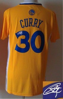 Golden State Warriors Revolution 30 Autographed 30 Stephen Curry Gold Stitched NBA Jersey