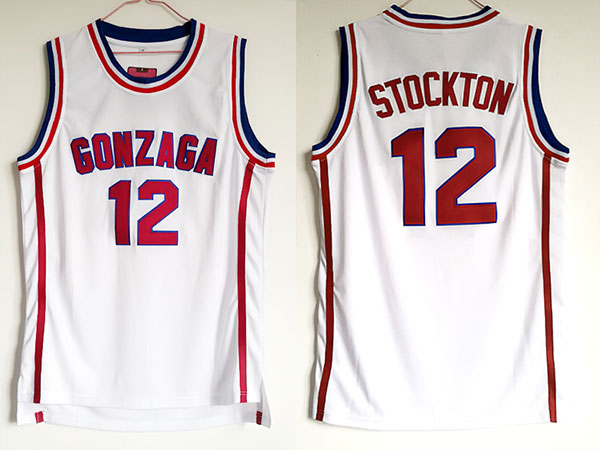 Gonzaga Bulldogs #12 John Stockton White College Basketball Jersey