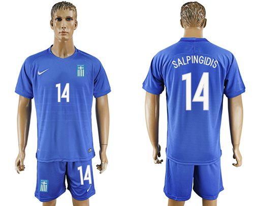 Greece 14 Salpingidis Away Soccer Country Jersey