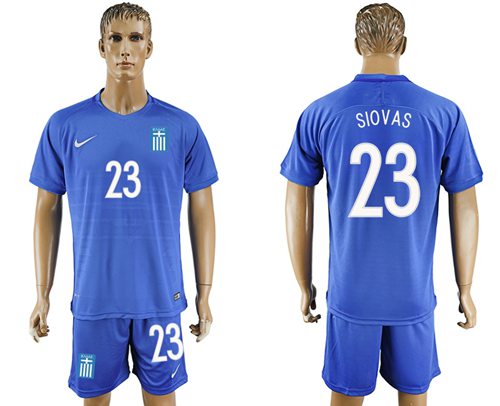 Greece 23 Siovas Away Soccer Country Jersey