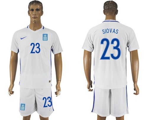 Greece 23 Siovas Home Soccer Country Jersey