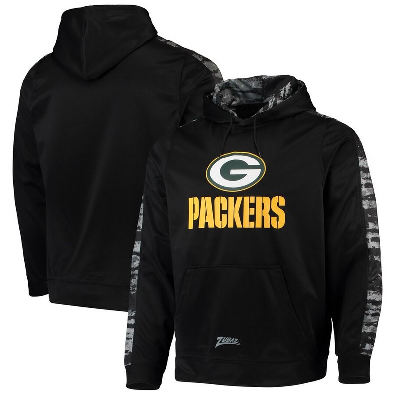 Green Bay Packers Zubaz Tonal Oxide Pullover Hoodie Black