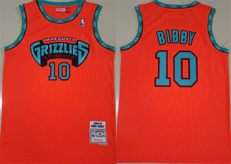 Grizzlies 10 Mike Bibby Orange 1998 99 Hardwood Classics Jersey