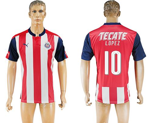 Guadalajara 10 Lopez Home Soccer Club Jersey