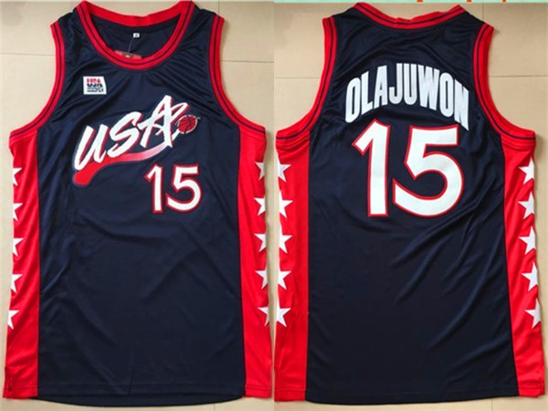 Hakeem Olajuwon 1996 Atalanta olympics usa dream team usa Blue jersey