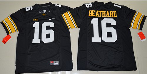 Hawkeyes 16 C J Beathard Black Stitched NCAA Jersey