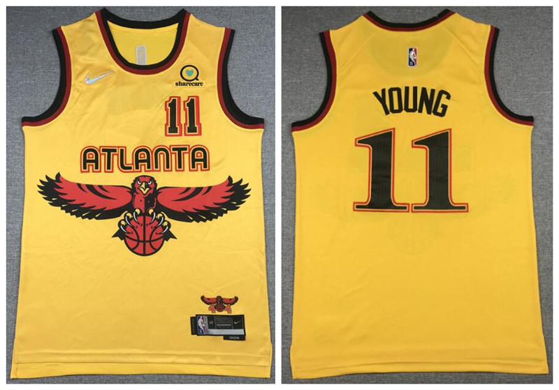 Hawks 11 Trae Young Yellow 2021 22 City Edition Nike Swingman Jersey