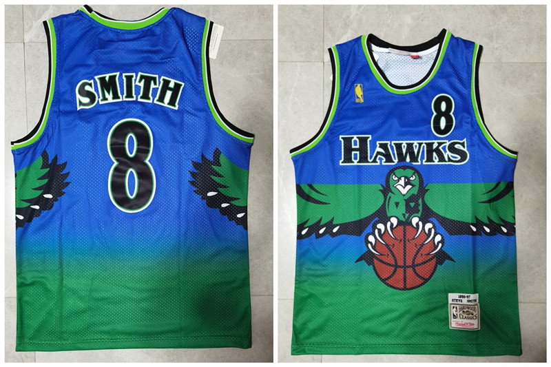 Hawks 8 Steve Smith Green 1996 97 Hardwood Classics Jersey