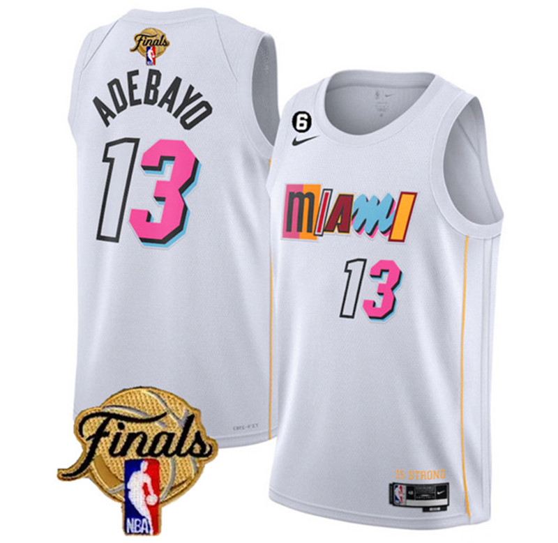 Heat 13 Bam Adebayo White Nike 2023 NBA Finals NO.6 Patch City Edition Swingman Jersey