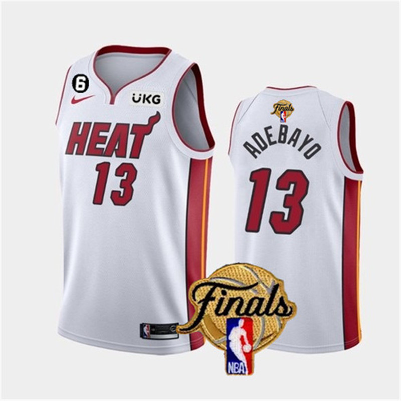 Heat 13 Bam Adebayo White Nike 2023 NBA Finals NO.6 Patch Swingman Jersey
