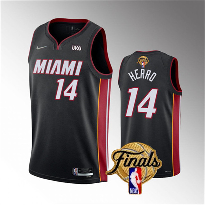 Heat 14 Tyler Herro Black Nike 2023 NBA Finals Patch Swingman Jersey