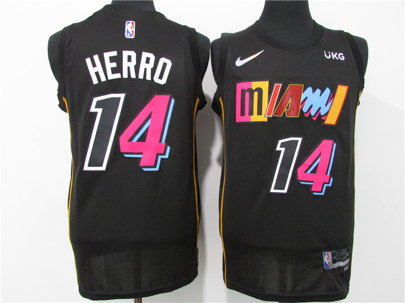 Heat 14 Tyler Herro Black Nike Diamond 75th Anniversary City Edition Swingman Jersey