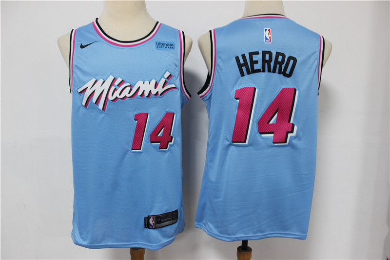 Heat 14 Tyler Herro Light Blue Nike 2020 City Edition Swingman Jersey