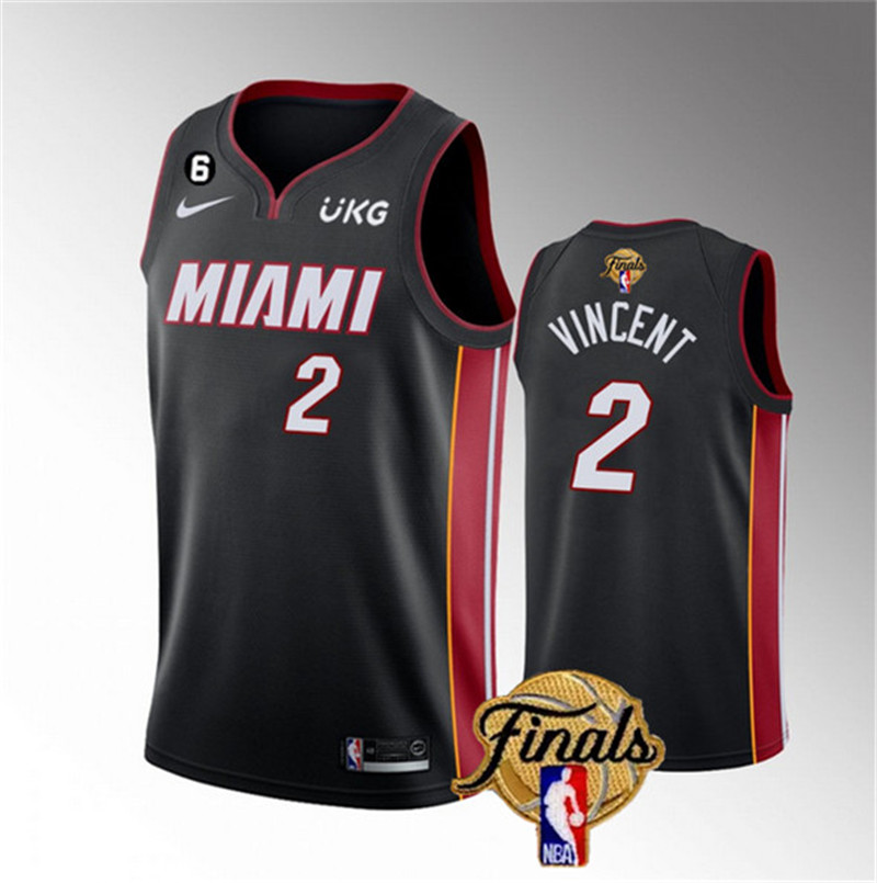 Heat 2 Gabe Vincent Black Nike 2023 NBA Finals NO.6 Patch Swingman Jersey