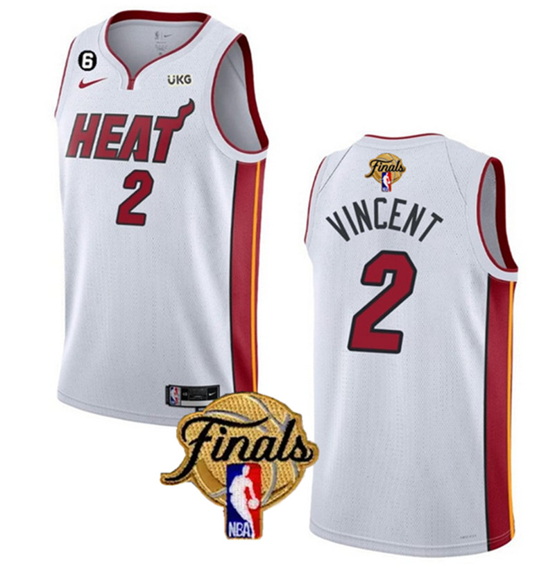 Heat 2 Gabe Vincent White Nike 2023 NBA Finals NO.6 Patch Swingman Jersey