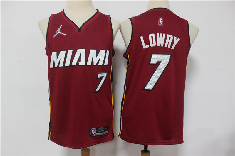 Heat 22 Kyle Lowry Red Jordan Diamond 75th Anniversary City Edition Swingman Jersey