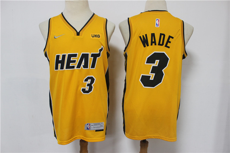 Heat 3 Dwyane Wade Yellow 2021 Earned Edition Nike Swingman Jersey