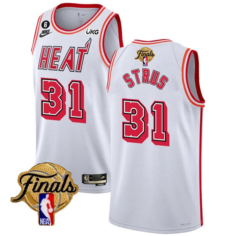 Heat 31 Max Strus White Nike 2023 NBA Finals NO.6 Patch Classic Edition Swingman Jersey