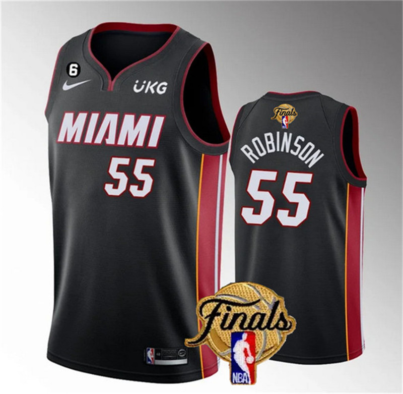 Heat 55 Duncan Robinson Black Nike 2023 NBA Finals NO.6 Patch Swingman Jersey