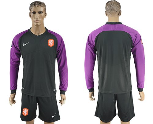 Holland Blank Black Goalkeeper Long Sleeves Soccer Country Jersey