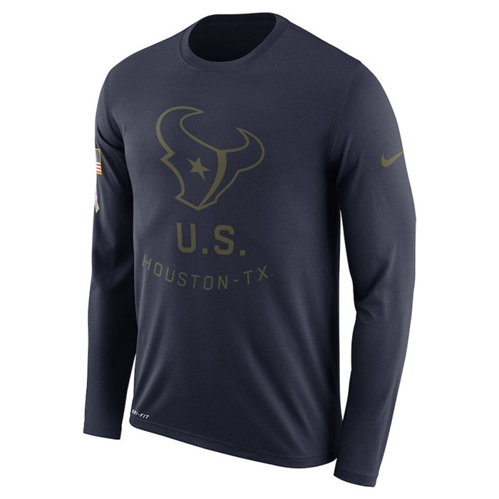 Houston Texans  Salute to Service Sideline Legend Performance Long Sleeve T Shirt Navy