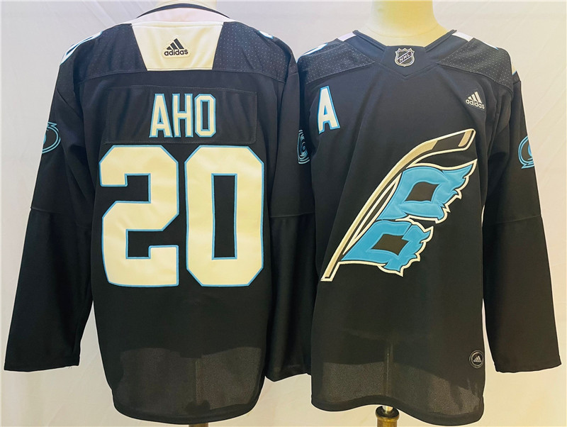 Hurricanes 20 Sebastian Aho Black 2022 Adidas Jersey