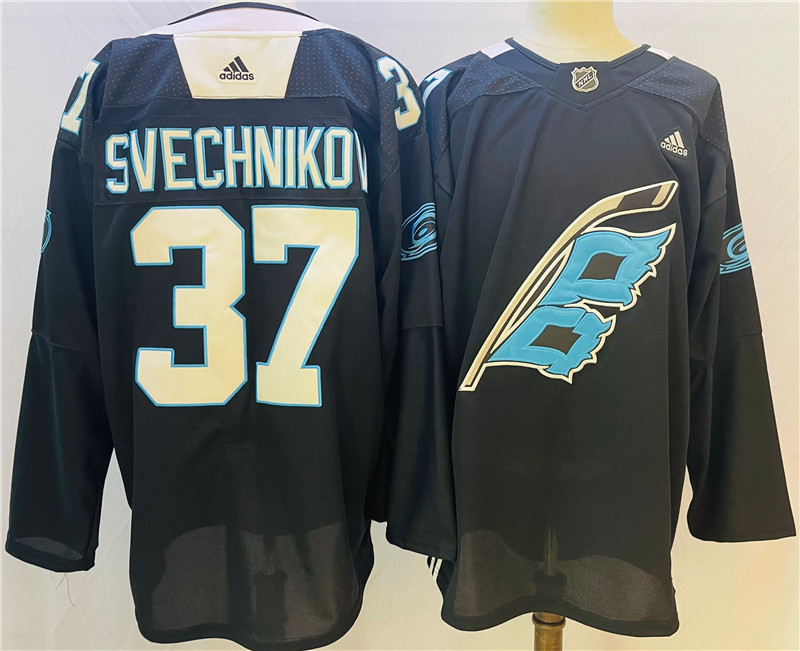 Hurricanes 37 Andrei Svechnikov Black 2022 Adidas Jersey