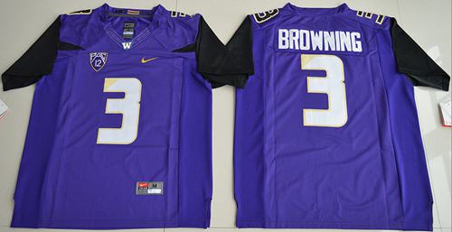 Huskies 3 Jake Browning Purple Limited Stitched NCAA Jersey