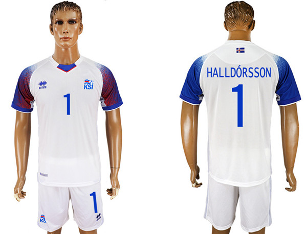 Iceland 1 HALLDORSSON Away 2018 FIFA World Cup Soccer Jersey