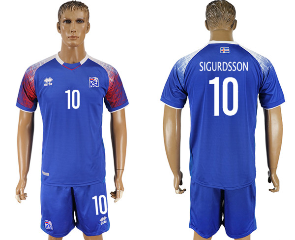 Iceland 10 SIGURDSSON Home 2018 FIFA World Cup Soccer Jersey