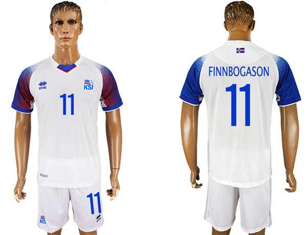 Iceland 11 FINNBOGASON Away 2018 FIFA World Cup Soccer Jersey