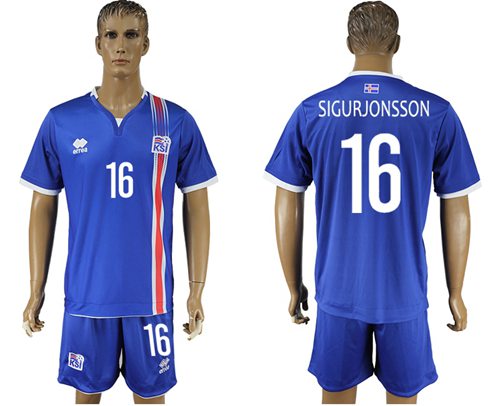 Iceland 16 Sigurjonsson Home Soccer Country Jersey