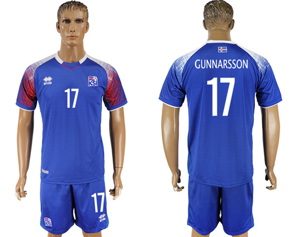 Iceland 17 GUNNARSSON Home 2018 FIFA World Cup Soccer Jersey