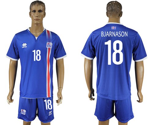 Iceland 18 Bjarnason Home Soccer Country Jersey